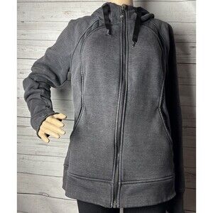 Lululemon Fleece Hoodie Medium Dark Gray Full Zip Long Sleeve Thumbholes Jacket